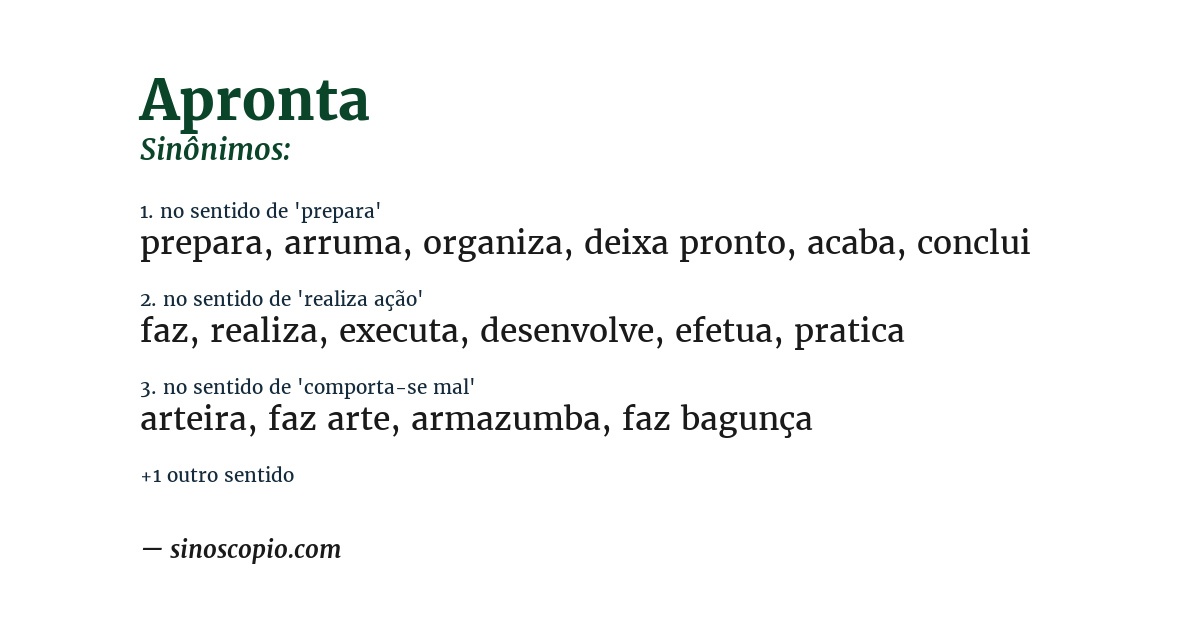 Sinônimo de apronta