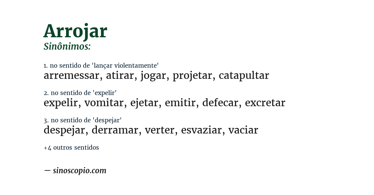 Sinônimo de arrojar