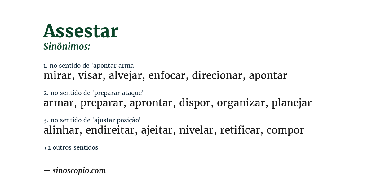 Sinônimo de assestar