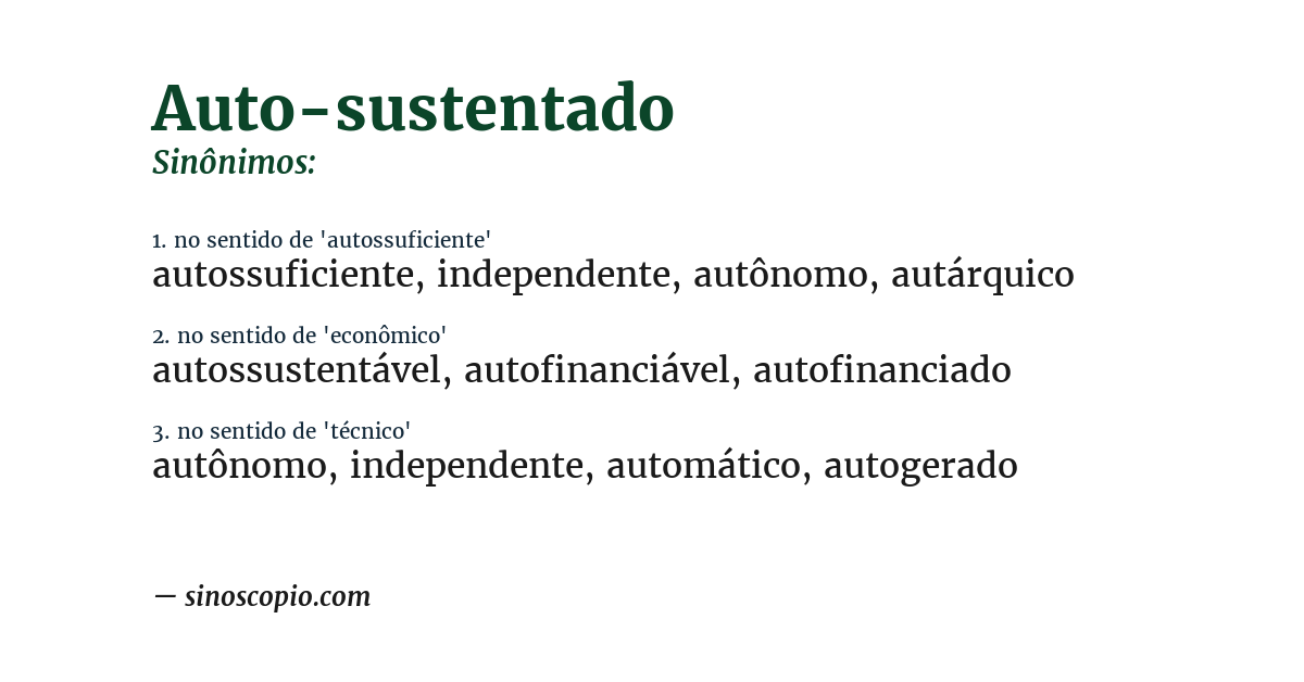 Sinônimo de auto-sustentado