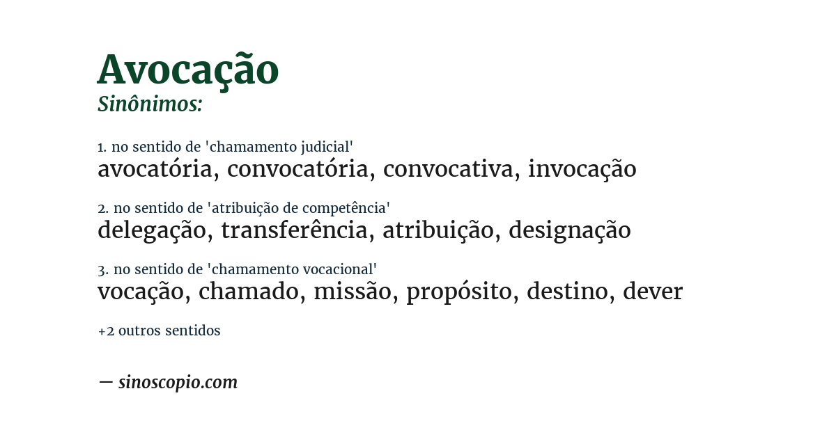 Sinônimo de avocação