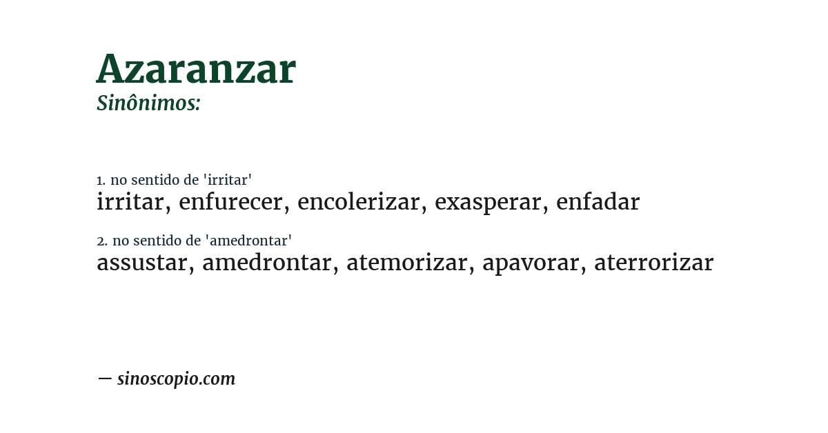 Sinônimo de azaranzar