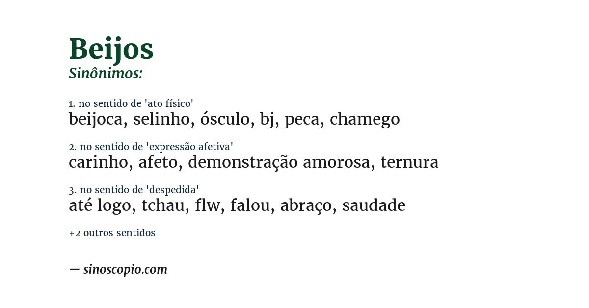 Sinônimo de beijos