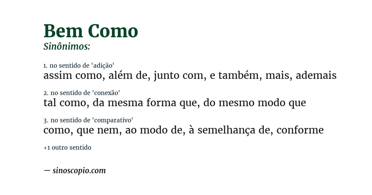 Sinônimo de bem como