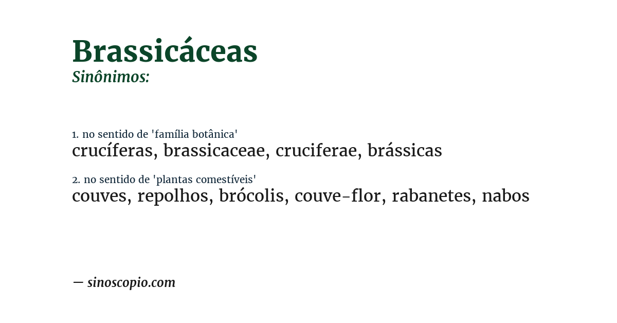 Sinônimo de brassicáceas