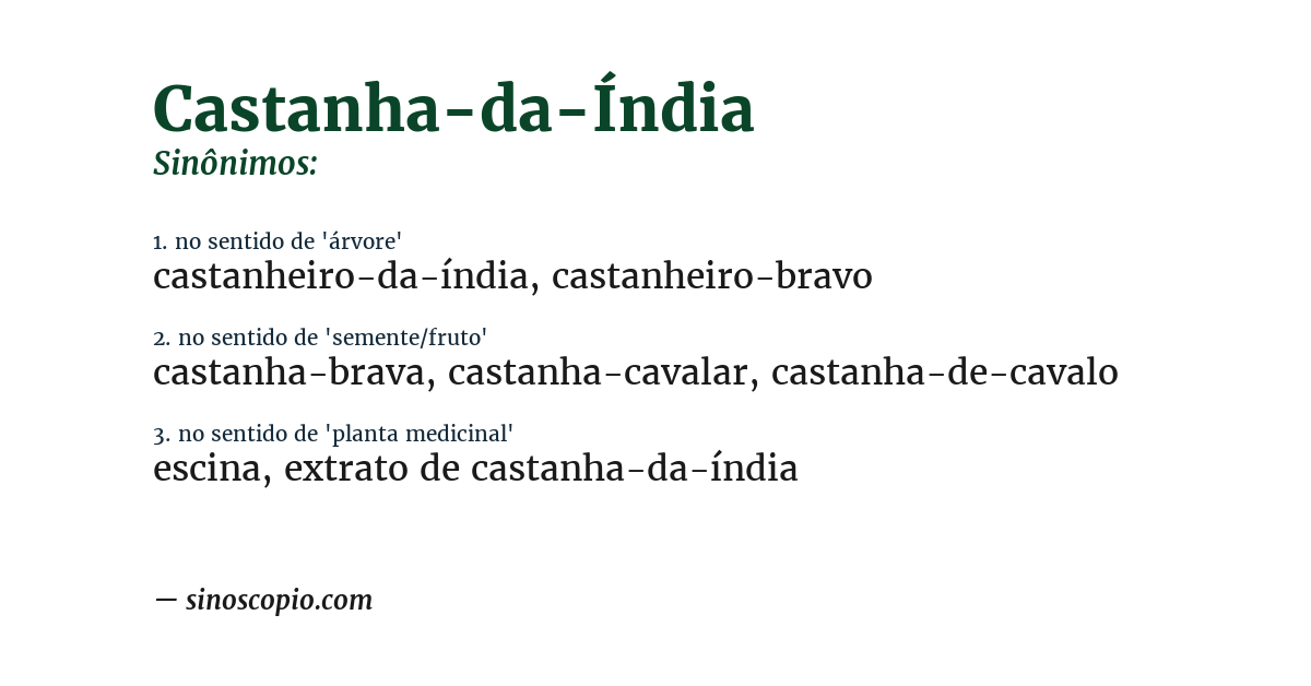 Sinônimo de castanha-da-índia