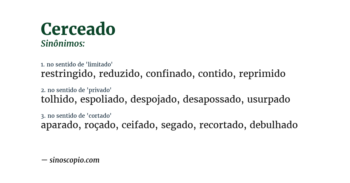 Sinônimo de cerceado