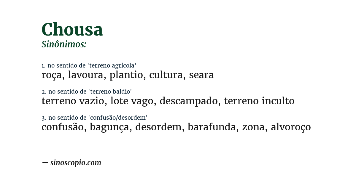 Sinônimo de chousa