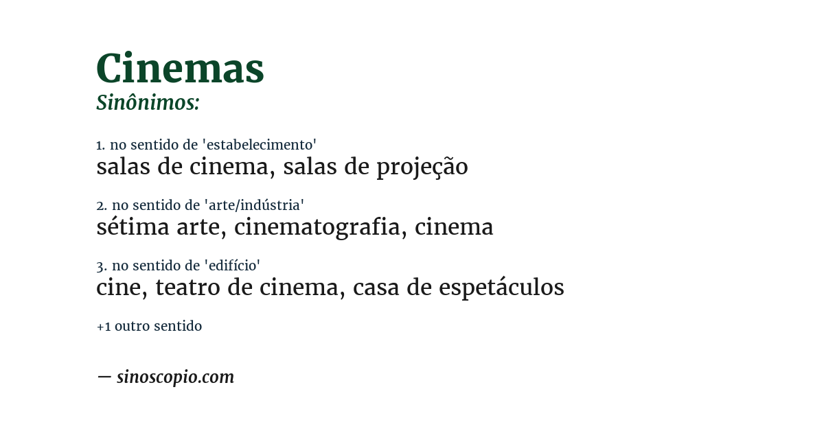 Sinônimo de cinemas