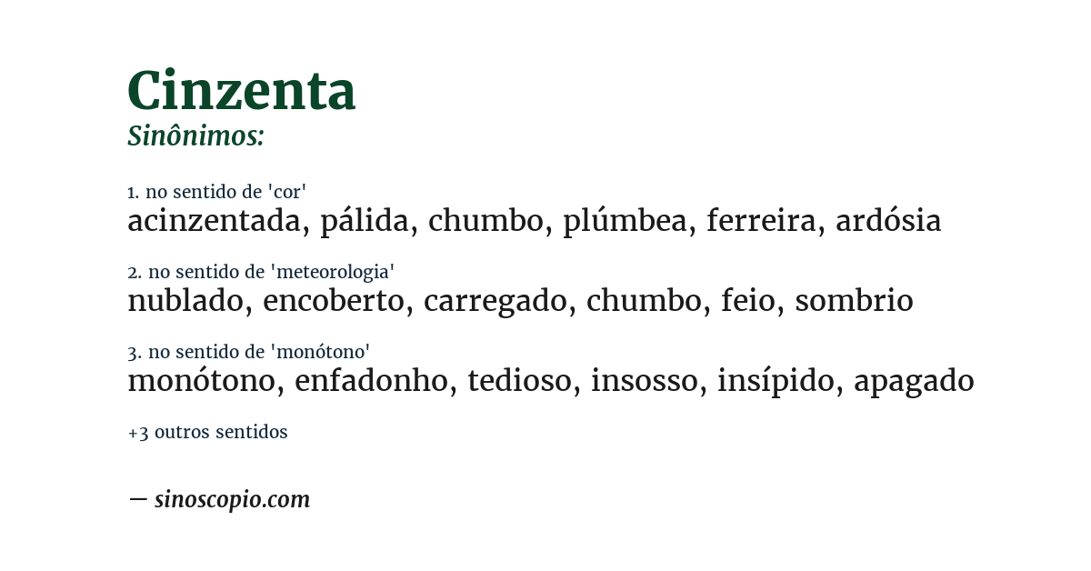 Sinônimo de cinzenta