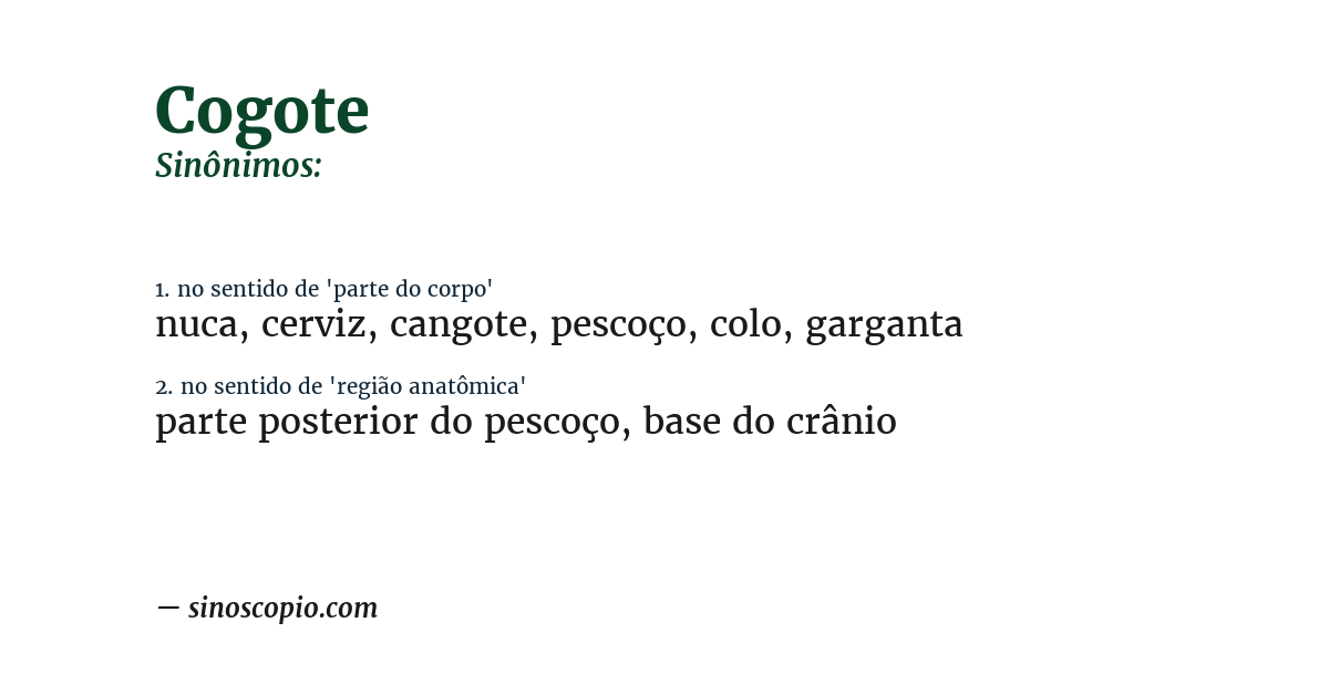 Sinônimo de cogote