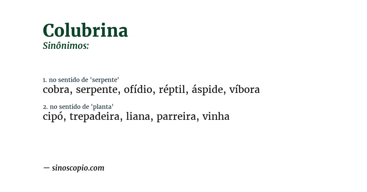 Sinônimo de colubrina