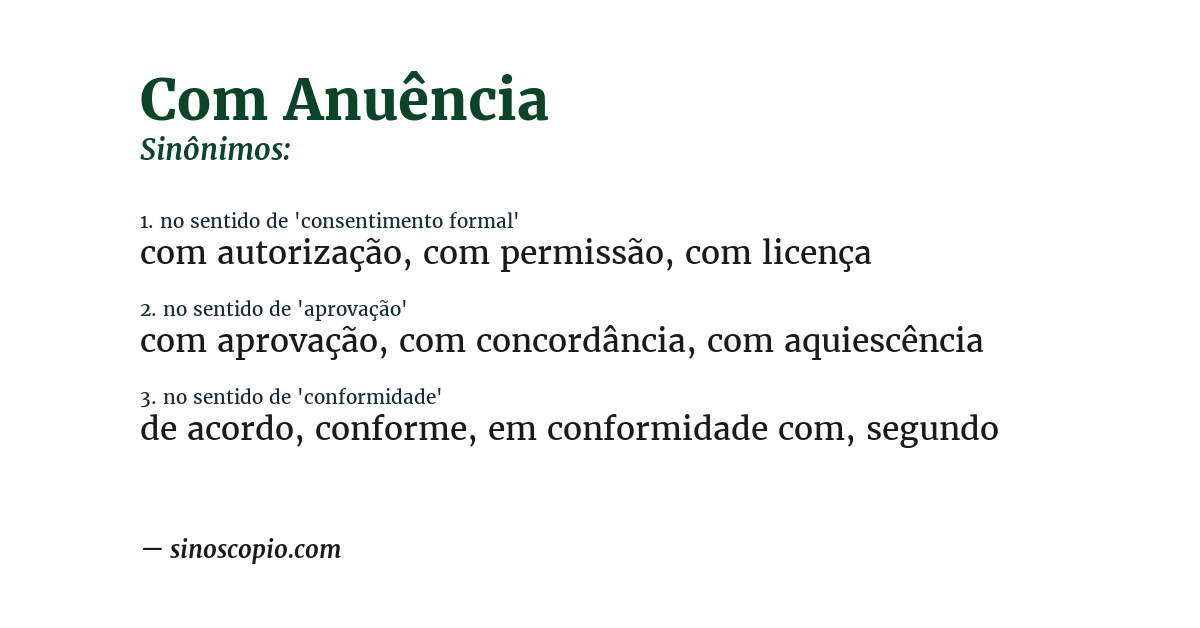 Sinônimo de com anuência