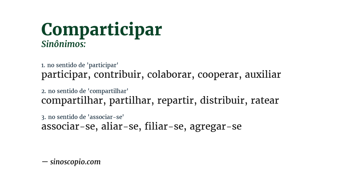 Sinônimo de comparticipar