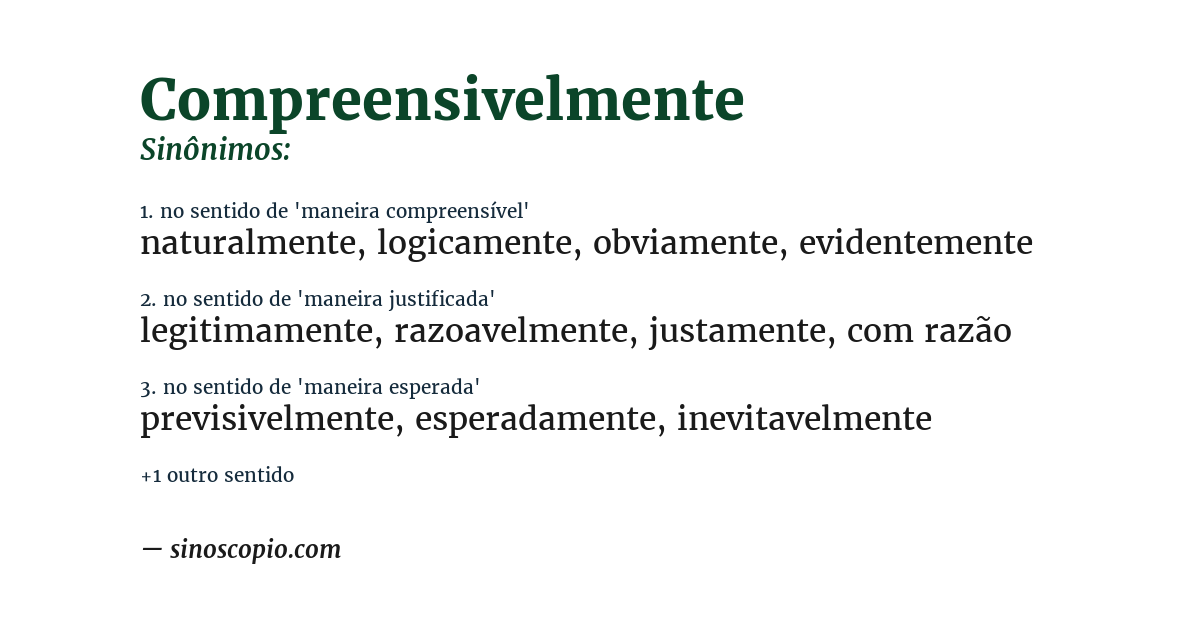 Sinônimo de compreensivelmente