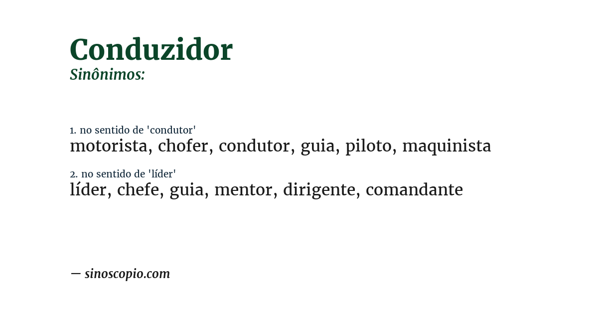 Sinônimo de conduzidor