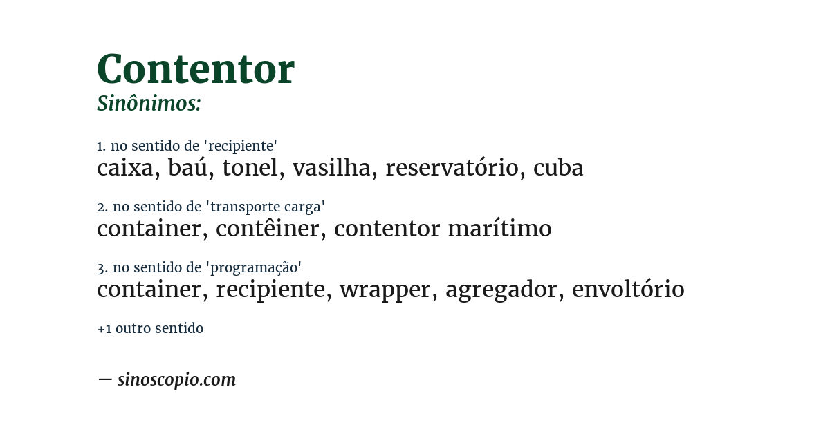 Sinônimo de contentor