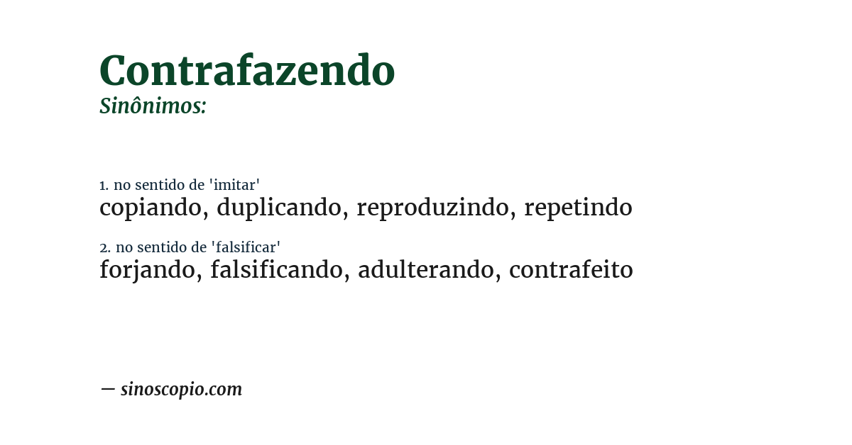 Sinônimo de contrafazendo