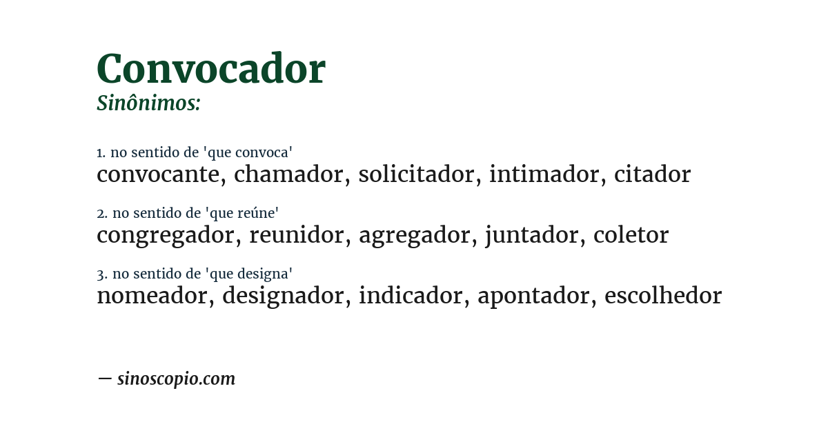 Sinônimo de convocador