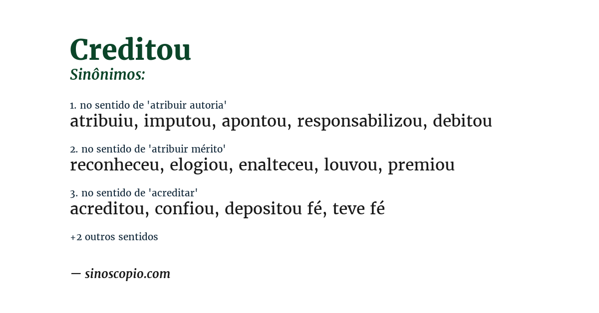 Sinônimo de creditou