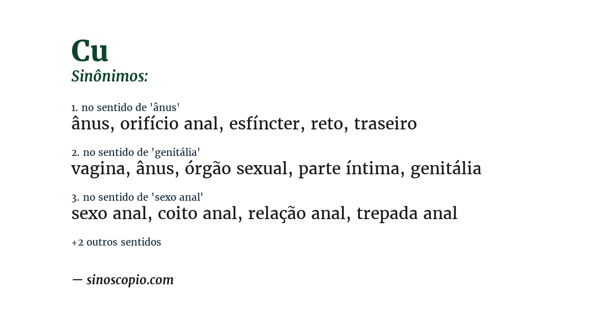 Sinônimo de cu