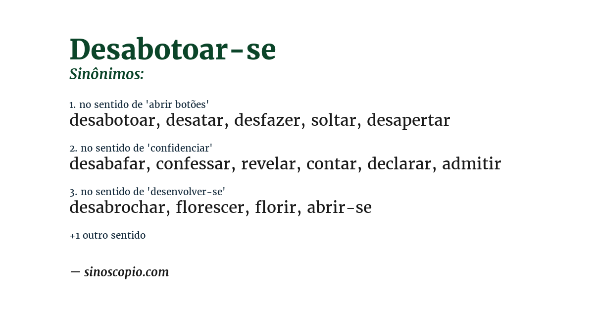 Sinônimo de desabotoar-se