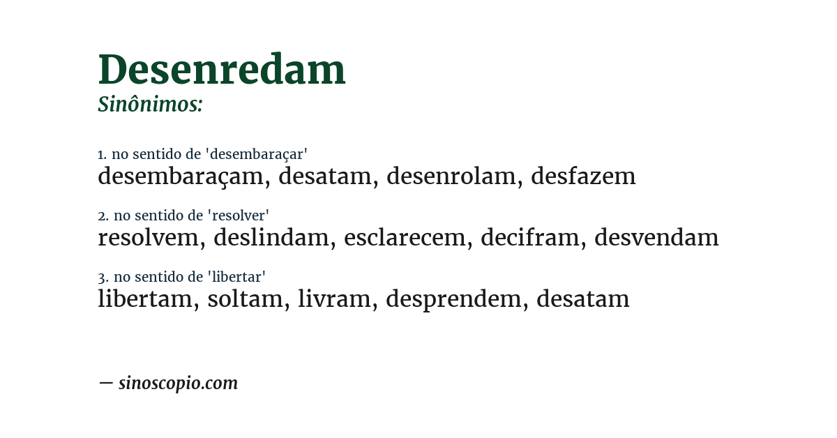 Sinônimo de desenredam