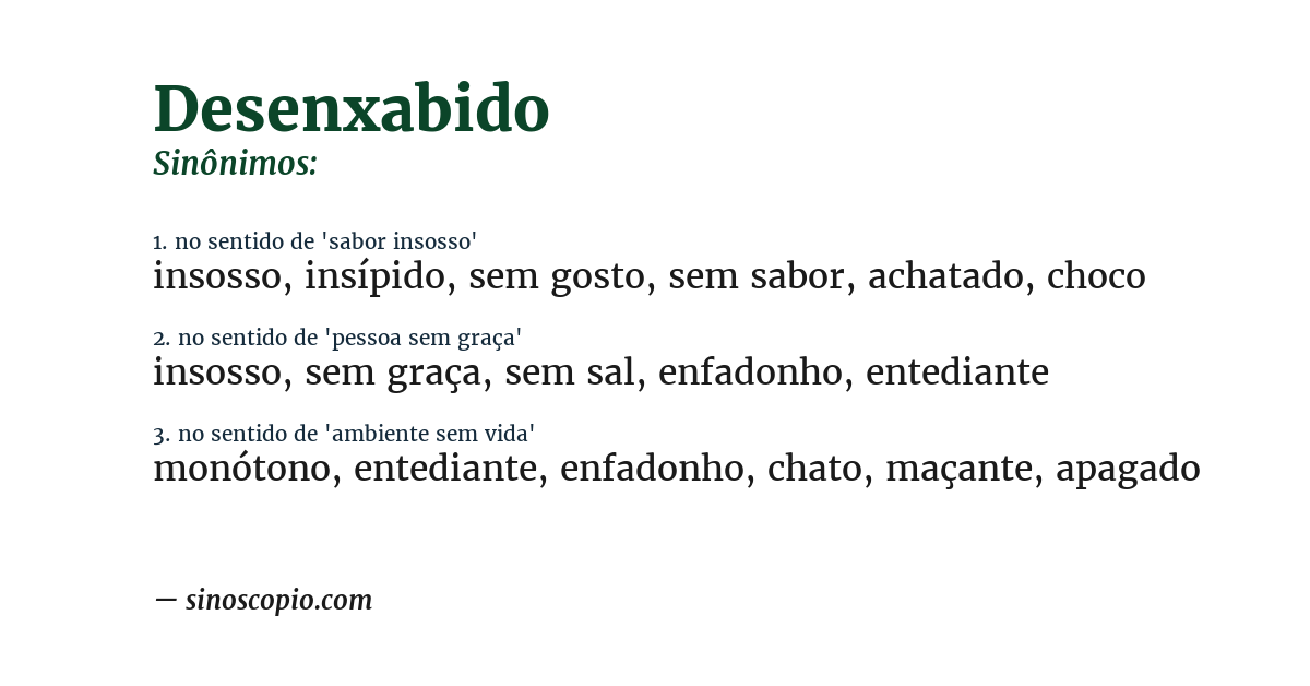 Sinônimo de desenxabido