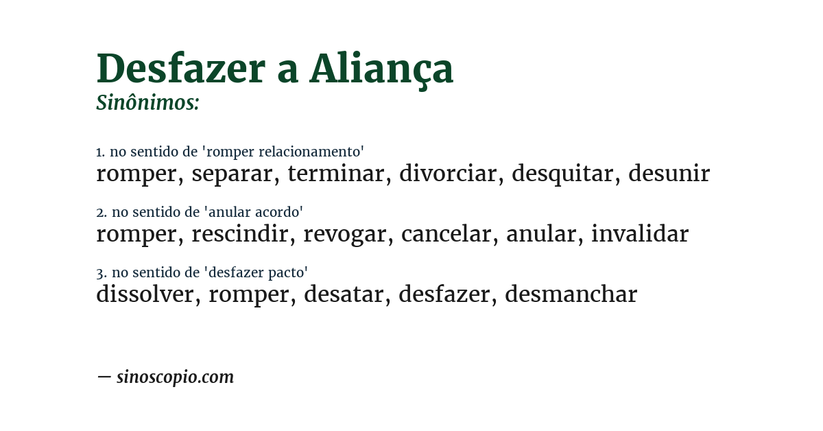 Sinônimo de desfazer a aliança