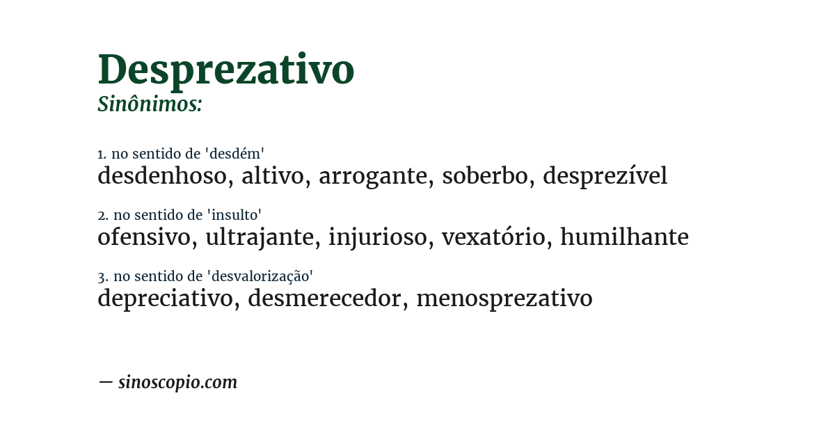 Sinônimo de desprezativo