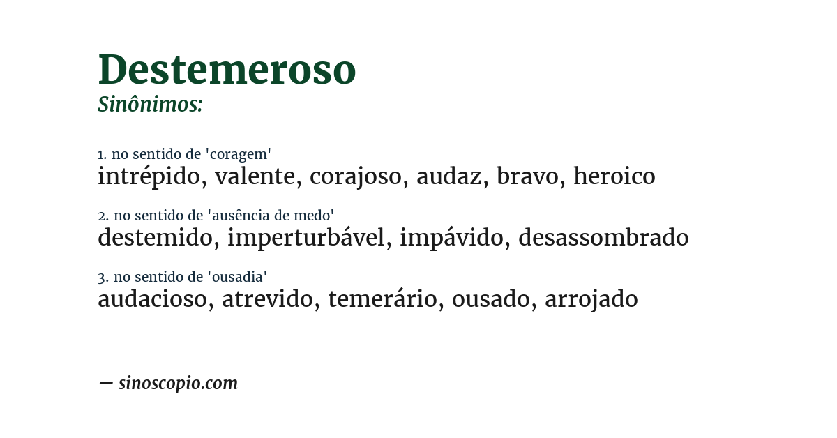 Sinônimo de destemeroso
