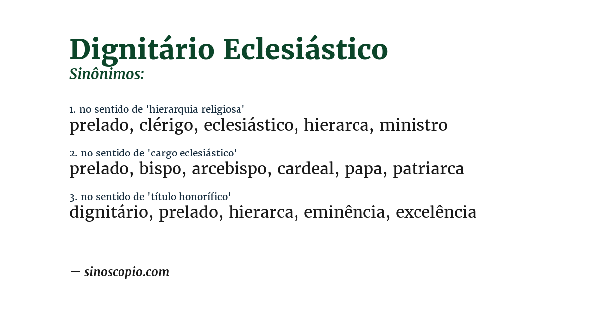 Sinônimo de dignitário eclesiástico
