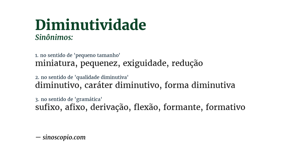 Sinônimo de diminutividade