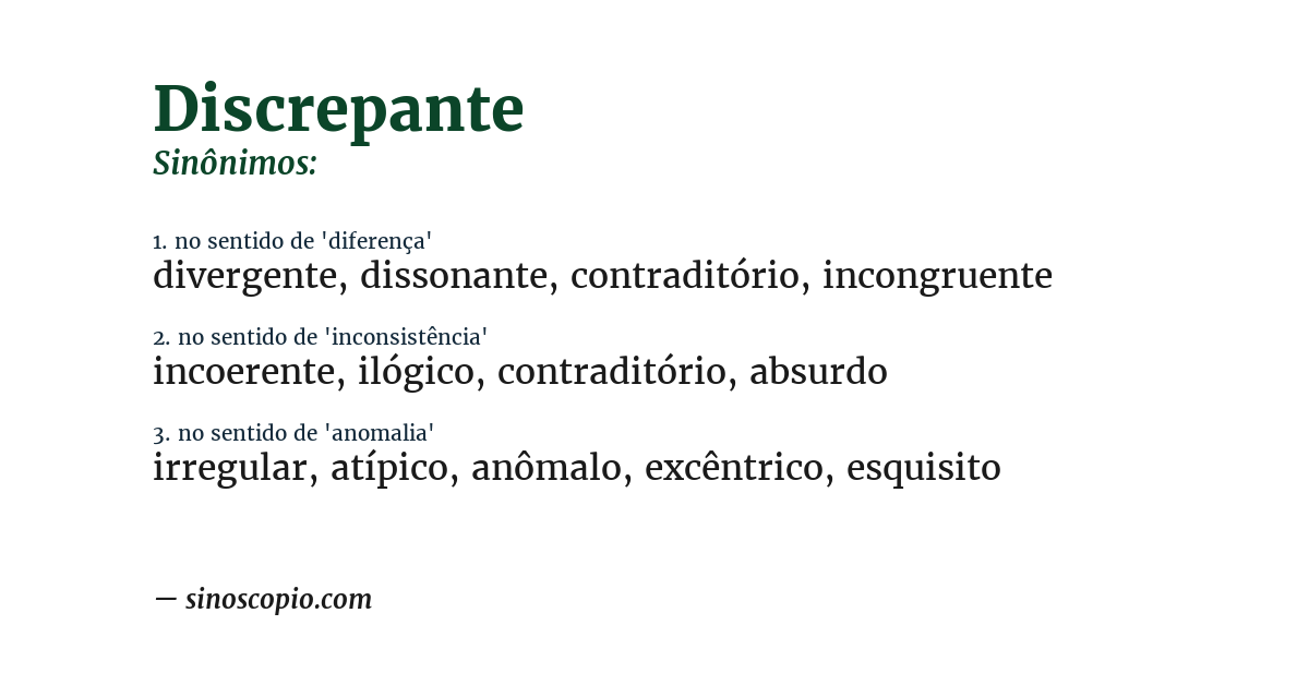 Sinônimo de discrepante