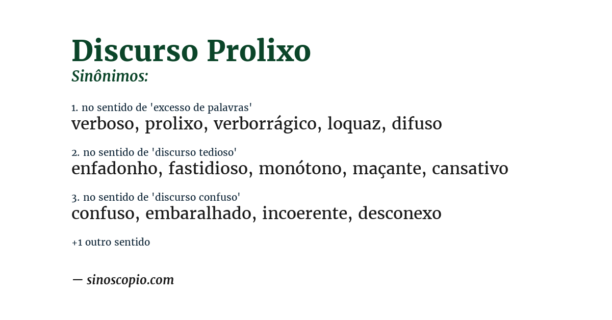 Sinônimo de discurso prolixo