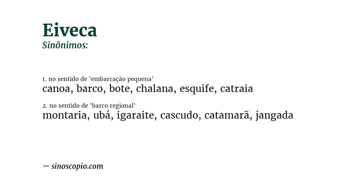 Sinônimo de eiveca