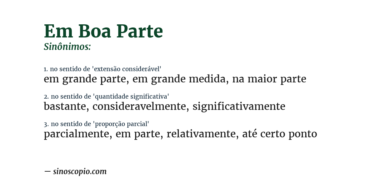 Sinônimo de em boa parte