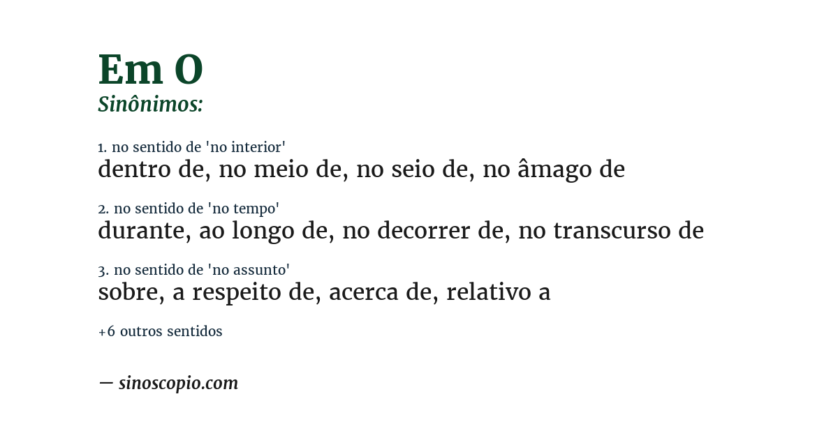 Sinônimo de em o