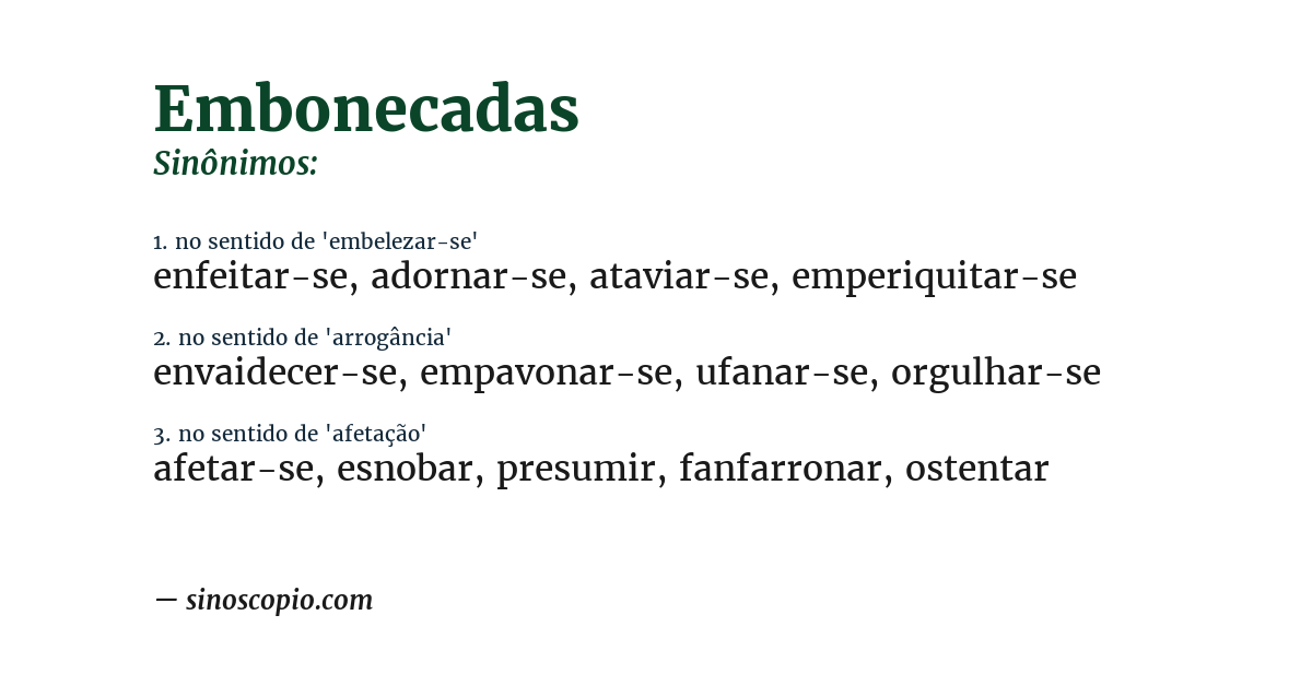 Sinônimo de embonecadas