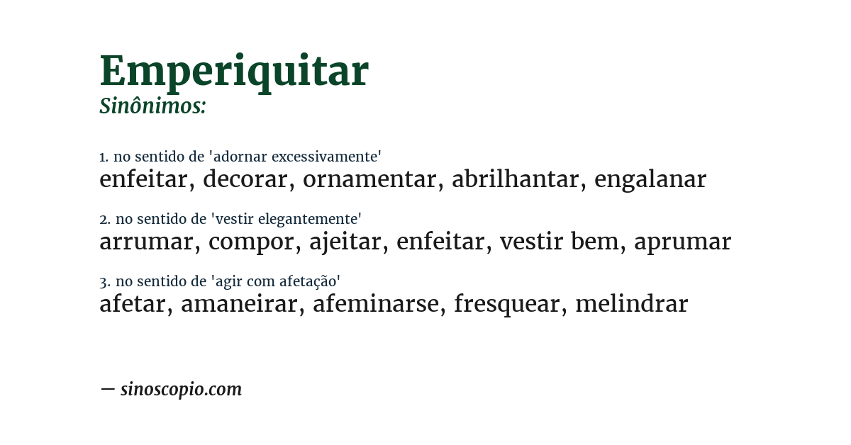 Sinônimo de emperiquitar