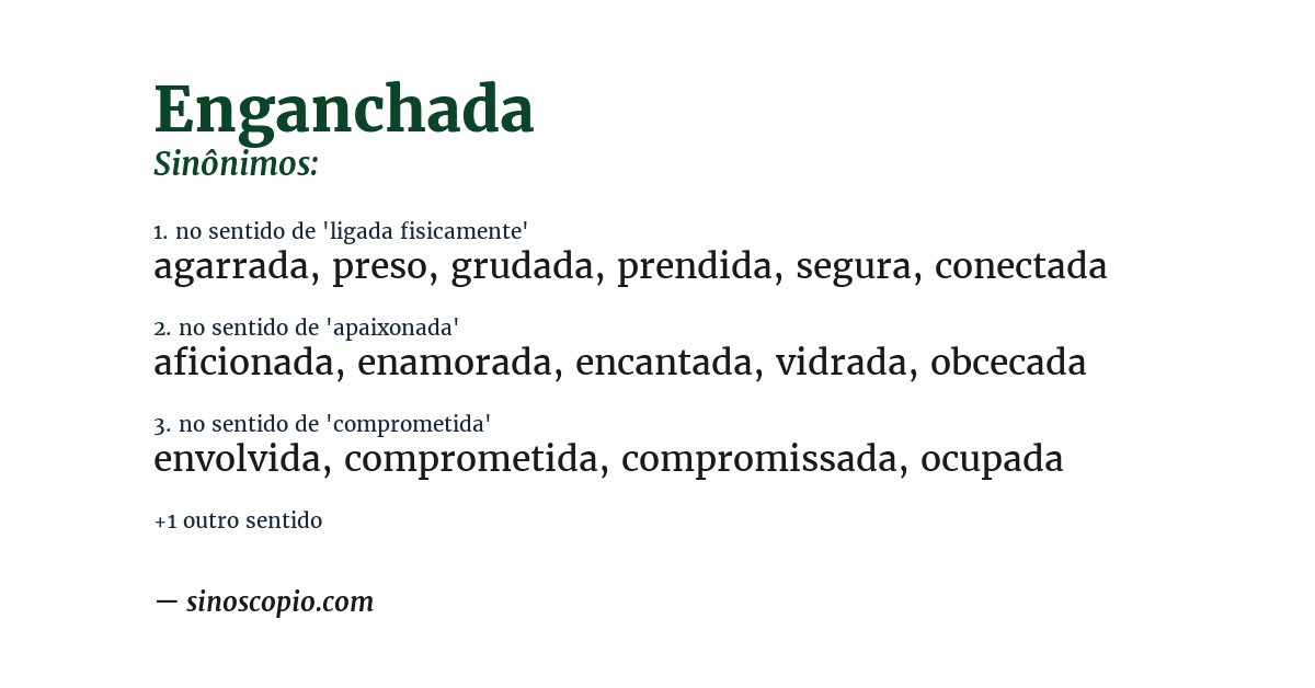 Sinônimo de enganchada