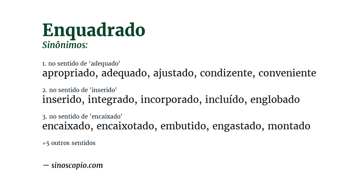 Sinônimo de enquadrado
