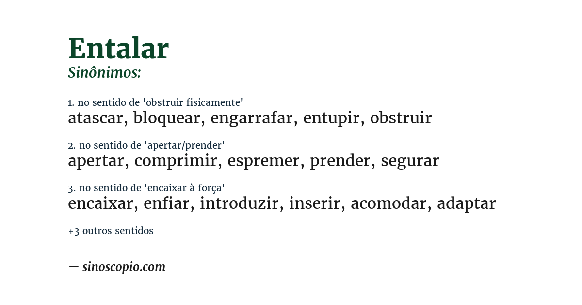 Sinônimo de entalar