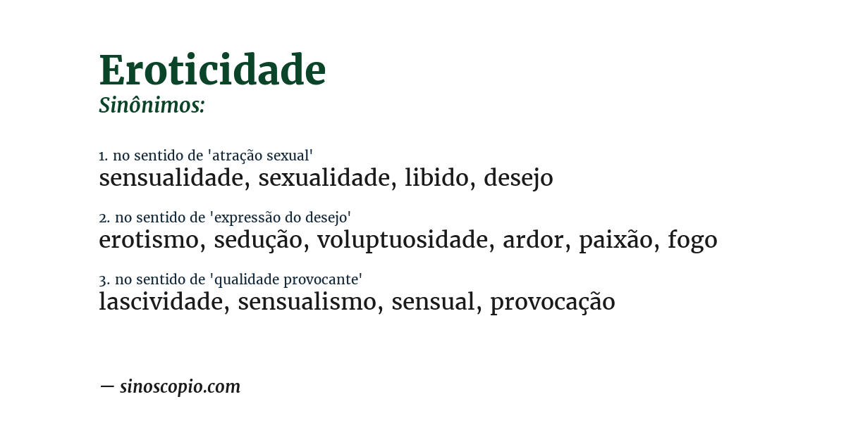 Sinônimo de eroticidade