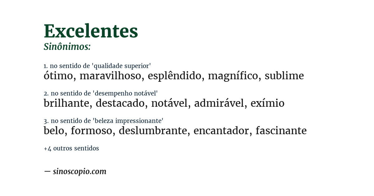 Sinônimo de excelentes