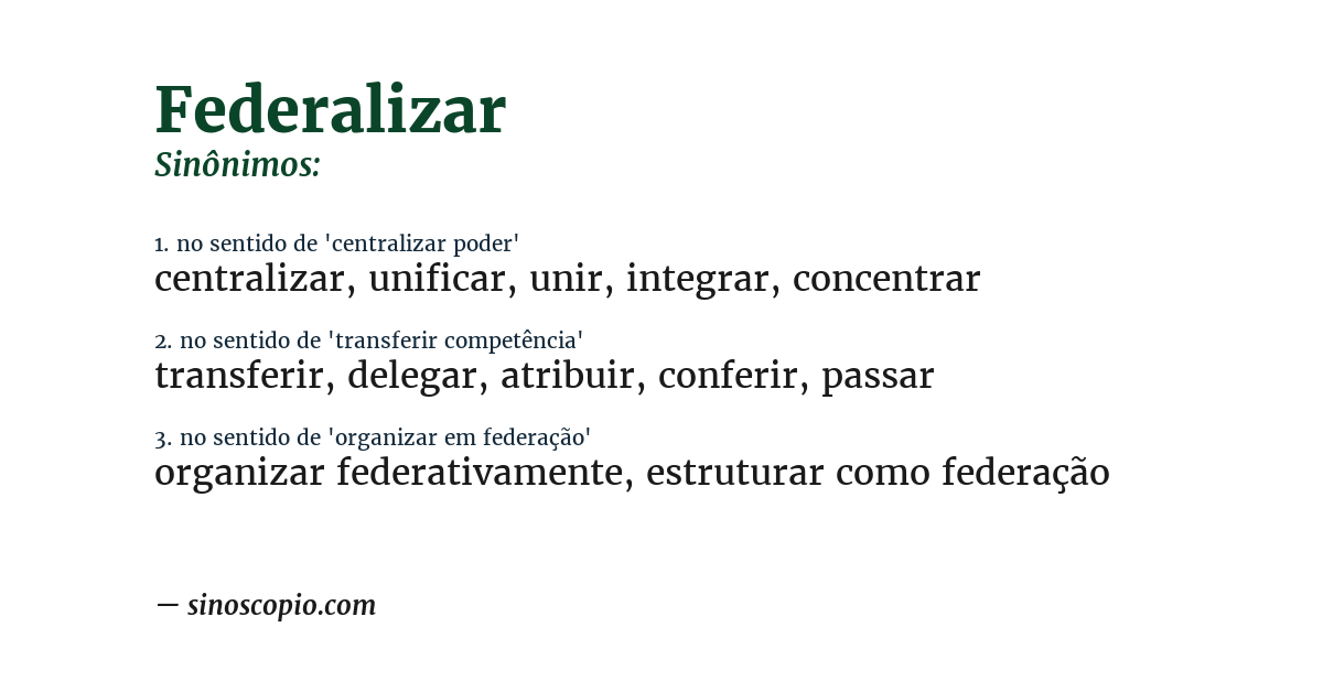 Sinônimo de federalizar