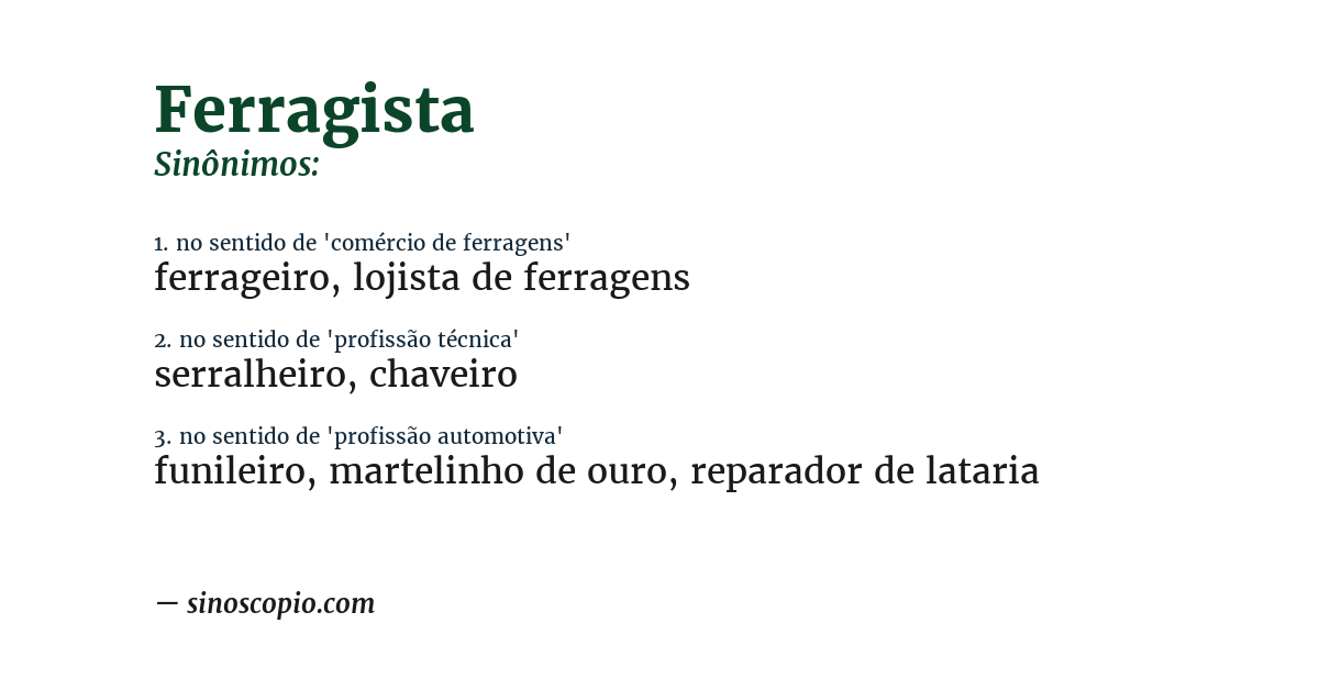 Sinônimo de ferragista