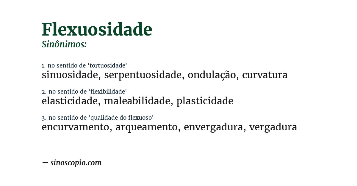 Sinônimo de flexuosidade