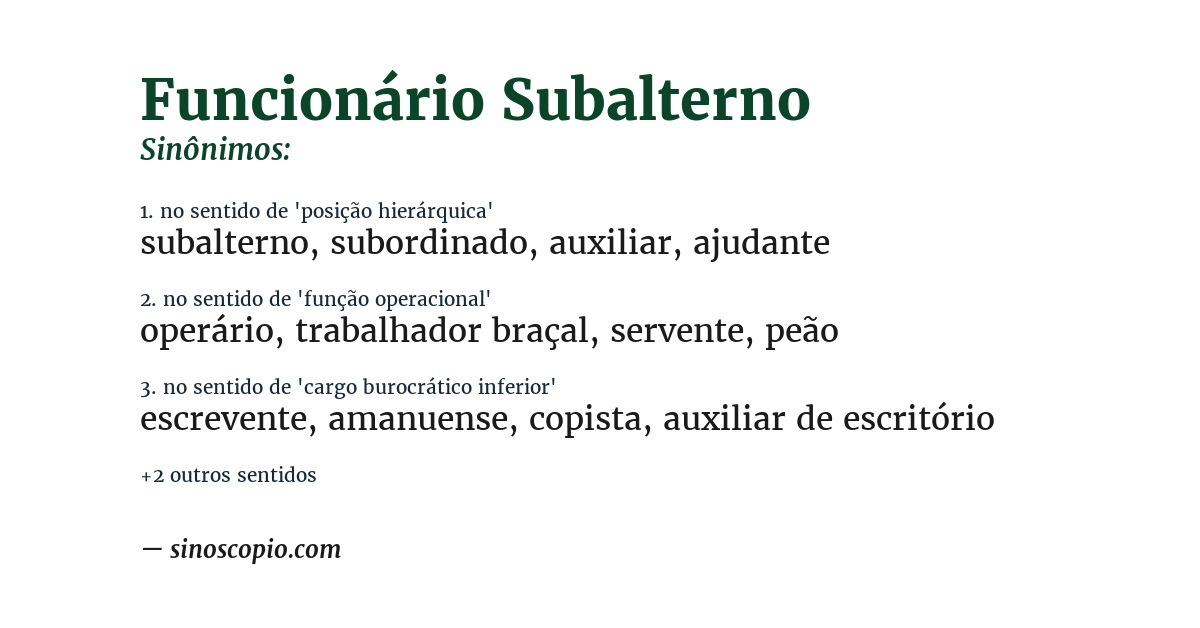 Sinônimo de funcionário subalterno