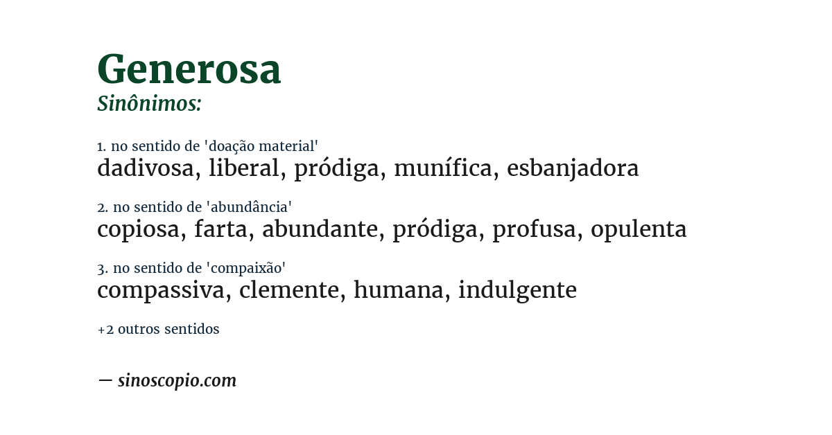 Sinônimo de generosa